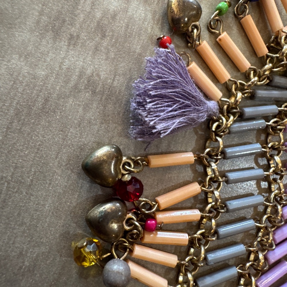 Vintage Bohemian Multicolor Layered Tassel Necklace - Picture 4 of 9